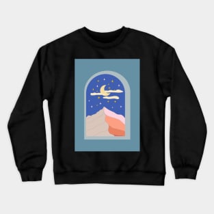 Dreamy mountain night view Crewneck Sweatshirt